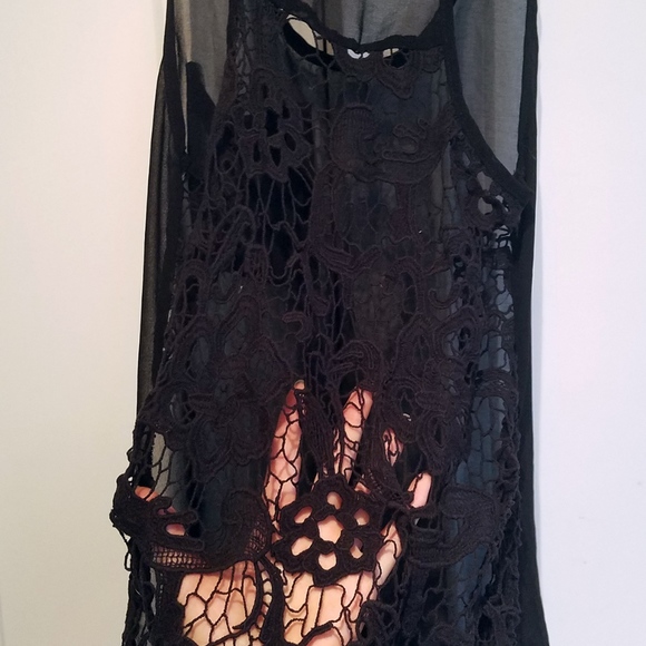Mustard Seed ~ Sheer Lace Black Tank - Picture 3 of 4